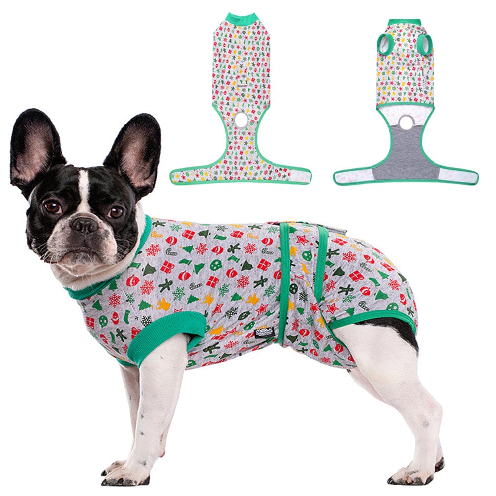 KUTKUT Large Dog Recovery Onsie, Pet Recovery Suit Doggy Bodysuits for Abdominal Wounds, Soft & Breathable Anti Licking Dogs Suit, Cone E-Collar Alternative for Skin Damage (Green)-Clothing-kutkutstyle